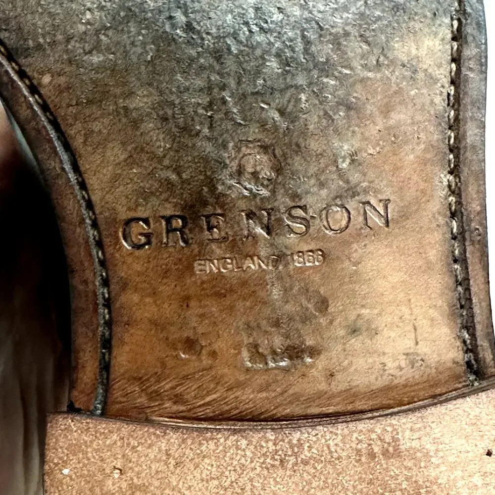 NEW HEELS Grenson Cap Toe Oxford 5105 Burnished Dark Brown England UK 7 US 8